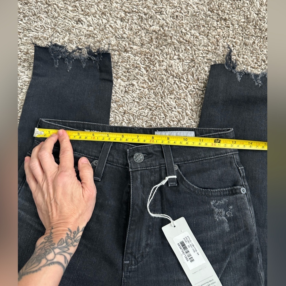 NWT AG The Sophia Ankle Skinny Distressed Faded Black Size 25 - Picture 7 of 7